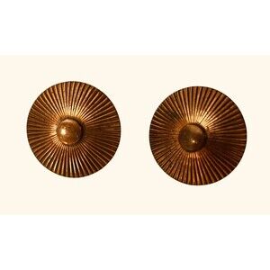 Copper Cuff Links Sunburst Atomic Pattern Vintage 1”